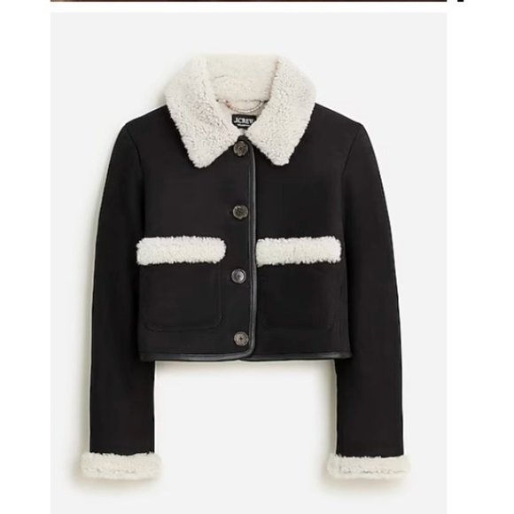 J.Crew $950 Collection Limited Edition Cropped Shearling Jacket Size S BV677 - Picture 1 of 12
